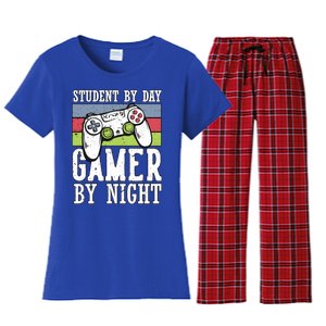 Cool Gaming Student By Day Gamer By Night Funny Quote Front Great Gift Women's Flannel Pajama Set