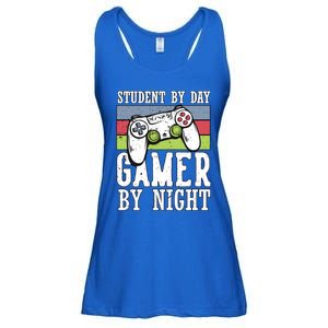 Cool Gaming Student By Day Gamer By Night Funny Quote Front Great Gift Ladies Essential Flowy Tank