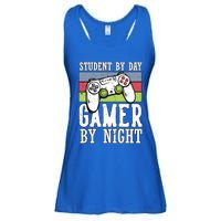 Cool Gaming Student By Day Gamer By Night Funny Quote Front Great Gift Ladies Essential Flowy Tank