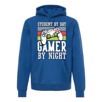 Cool Gaming Student By Day Gamer By Night Funny Quote Front Great Gift Premium Hoodie