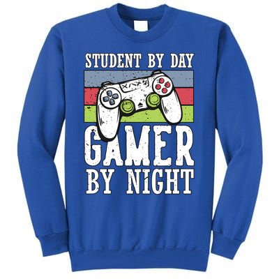 Cool Gaming Student By Day Gamer By Night Funny Quote Front Great Gift Tall Sweatshirt