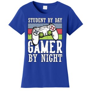 Cool Gaming Student By Day Gamer By Night Funny Quote Front Great Gift Women's T-Shirt