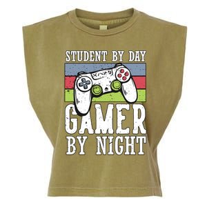 Cool Gaming Student By Day Gamer By Night Funny Quote Front Great Gift Garment-Dyed Women's Muscle Tee