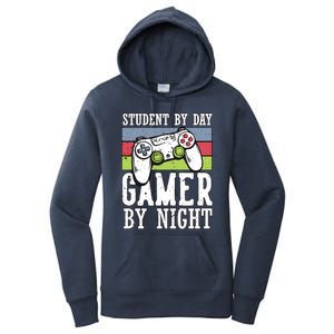 Cool Gaming Student By Day Gamer By Night Funny Quote Front Great Gift Women's Pullover Hoodie