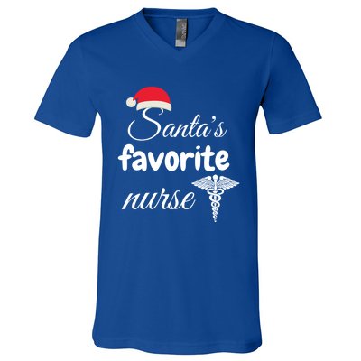 Christmas Gift Santas Favorite Nurse Aprreciation Nurses Gift V-Neck T-Shirt