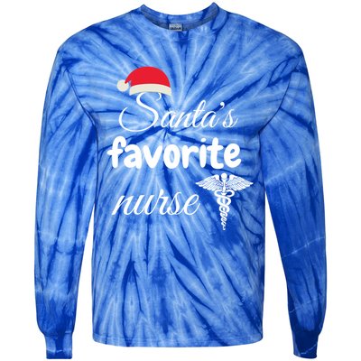 Christmas Gift Santas Favorite Nurse Aprreciation Nurses Gift Tie-Dye Long Sleeve Shirt