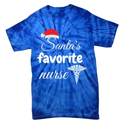 Christmas Gift Santas Favorite Nurse Aprreciation Nurses Gift Tie-Dye T-Shirt