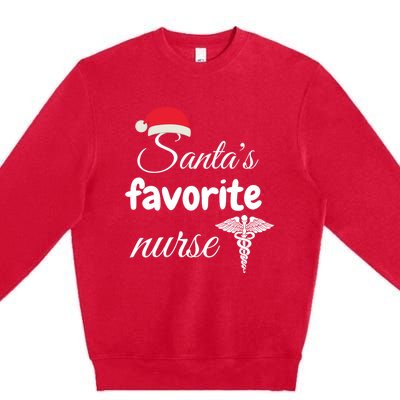 Christmas Gift Santas Favorite Nurse Aprreciation Nurses Gift Premium Crewneck Sweatshirt