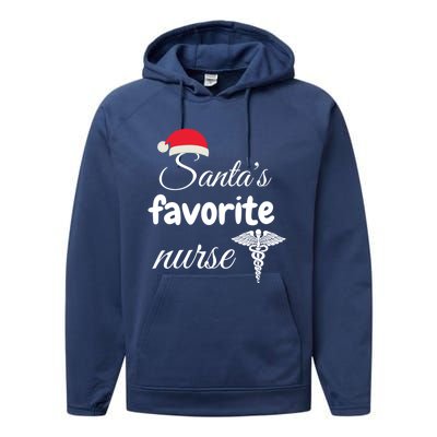 Christmas Gift Santas Favorite Nurse Aprreciation Nurses Gift Performance Fleece Hoodie