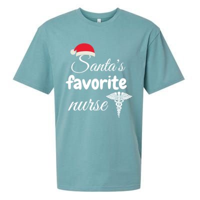 Christmas Gift Santas Favorite Nurse Aprreciation Nurses Gift Sueded Cloud Jersey T-Shirt