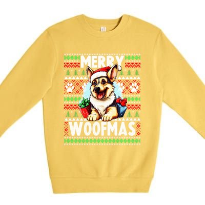 Cute Ger Shepherd Dog Christmas Costume Merry Woofmas Gift Premium Crewneck Sweatshirt