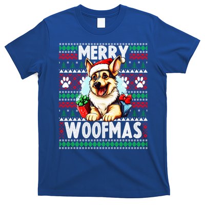 Cute Ger Shepherd Dog Christmas Costume Merry Woofmas Gift T-Shirt