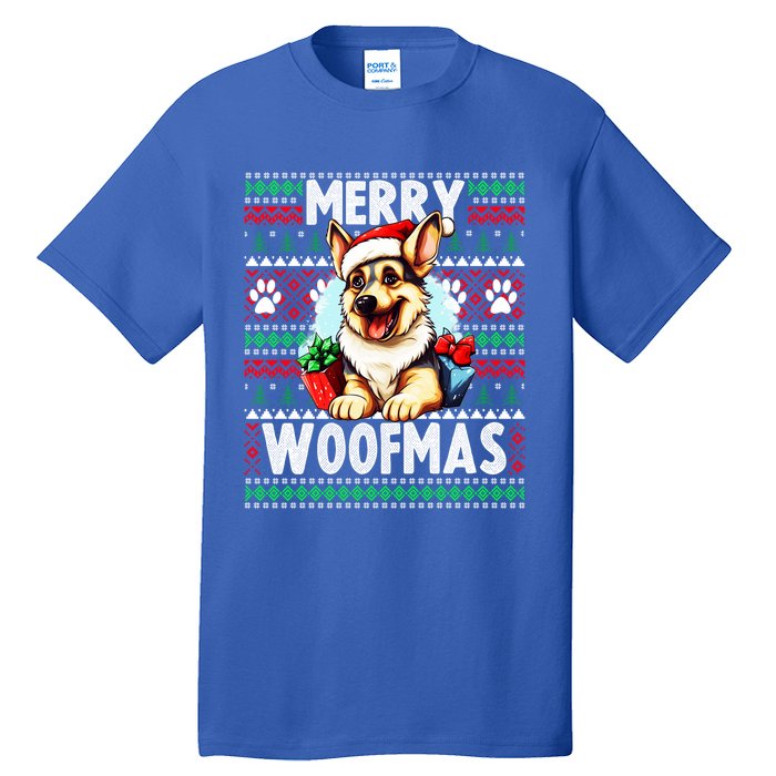 Cute Ger Shepherd Dog Christmas Costume Merry Woofmas Gift Tall T-Shirt