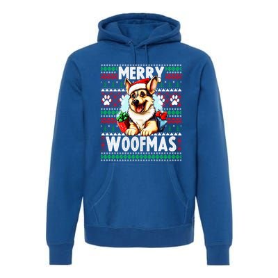 Cute Ger Shepherd Dog Christmas Costume Merry Woofmas Gift Premium Hoodie