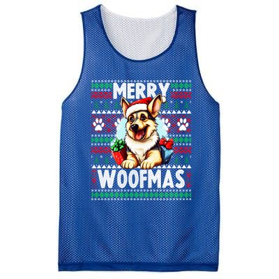 Cute Ger Shepherd Dog Christmas Costume Merry Woofmas Gift Mesh Reversible Basketball Jersey Tank