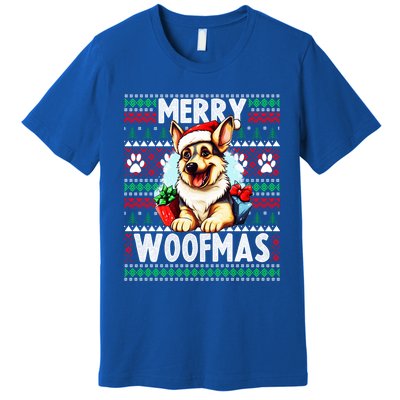 Cute Ger Shepherd Dog Christmas Costume Merry Woofmas Gift Premium T-Shirt