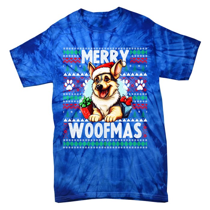 Cute Ger Shepherd Dog Christmas Costume Merry Woofmas Gift Tie-Dye T-Shirt