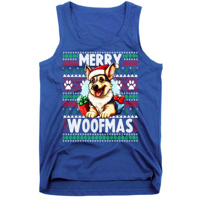 Cute Ger Shepherd Dog Christmas Costume Merry Woofmas Gift Tank Top