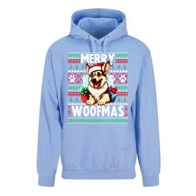 Cute Ger Shepherd Dog Christmas Costume Merry Woofmas Gift Unisex Surf Hoodie