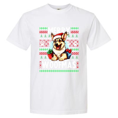 Cute Ger Shepherd Dog Christmas Costume Merry Woofmas Gift Garment-Dyed Heavyweight T-Shirt