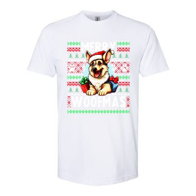 Cute Ger Shepherd Dog Christmas Costume Merry Woofmas Gift Softstyle CVC T-Shirt