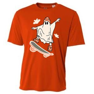 Cool Ghost Skateboard Boo Bat Pocket Halloween Spooky Season Cool Gift Cooling Performance Crew T-Shirt