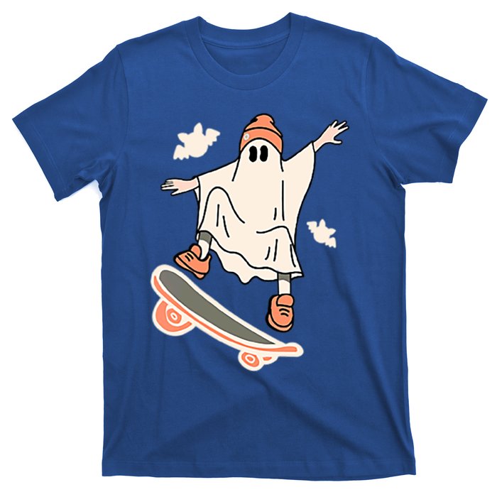 Cool Ghost Skateboard Boo Bat Pocket Halloween Spooky Season Cool Gift T-Shirt