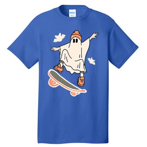 Cool Ghost Skateboard Boo Bat Pocket Halloween Spooky Season Cool Gift Tall T-Shirt