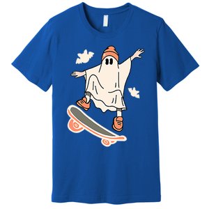 Cool Ghost Skateboard Boo Bat Pocket Halloween Spooky Season Cool Gift Premium T-Shirt