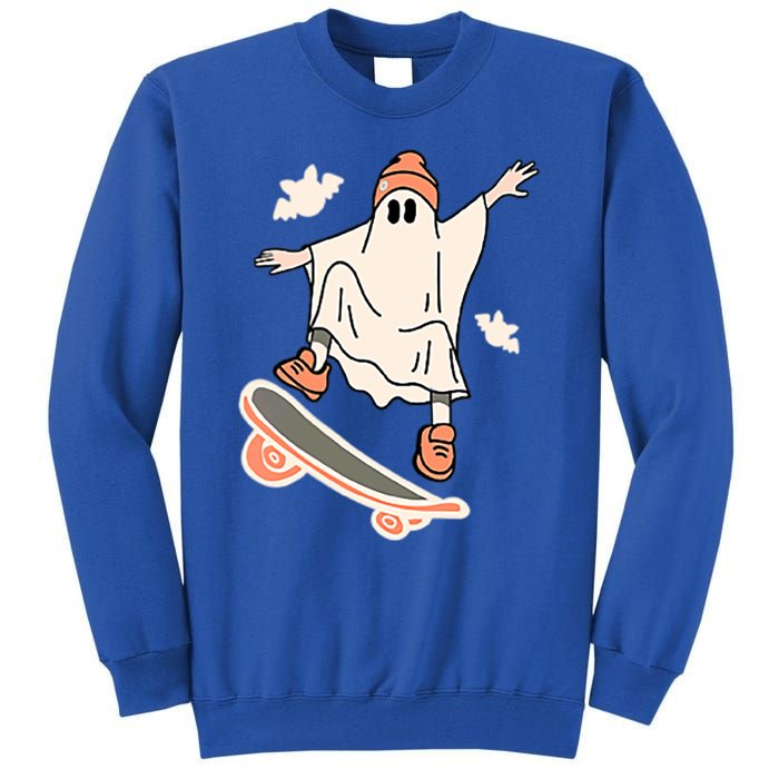 Cool Ghost Skateboard Boo Bat Pocket Halloween Spooky Season Cool Gift Tall Sweatshirt