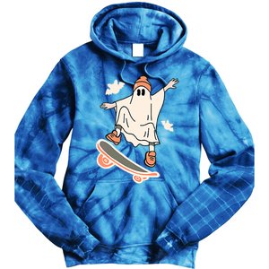 Cool Ghost Skateboard Boo Bat Pocket Halloween Spooky Season Cool Gift Tie Dye Hoodie