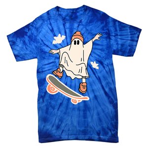 Cool Ghost Skateboard Boo Bat Pocket Halloween Spooky Season Cool Gift Tie-Dye T-Shirt