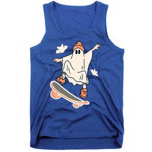 Cool Ghost Skateboard Boo Bat Pocket Halloween Spooky Season Cool Gift Tank Top