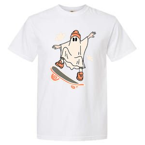 Cool Ghost Skateboard Boo Bat Pocket Halloween Spooky Season Cool Gift Garment-Dyed Heavyweight T-Shirt