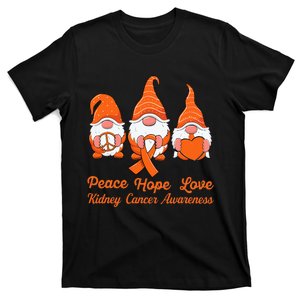 Cute Gnomes Support Orange Ribbon Kidney Cancer Awareness T-Shirt