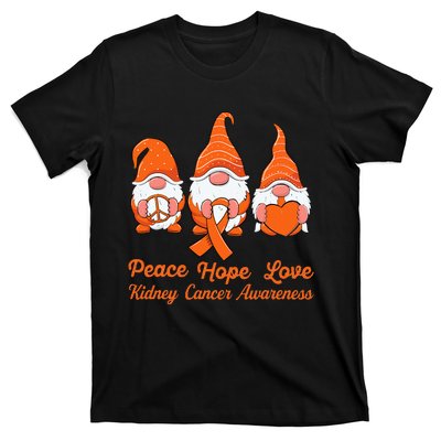 Cute Gnomes Support Orange Ribbon Kidney Cancer Awareness T-Shirt