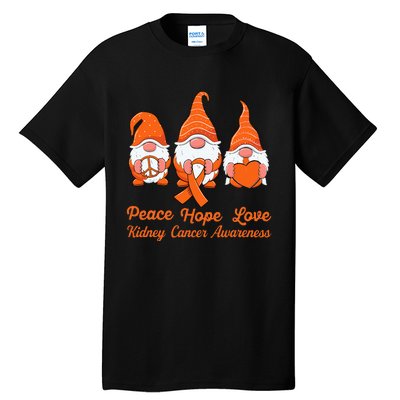 Cute Gnomes Support Orange Ribbon Kidney Cancer Awareness Tall T-Shirt