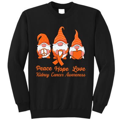 Cute Gnomes Support Orange Ribbon Kidney Cancer Awareness Tall Sweatshirt