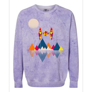 Cool Geometric SciFi Wilderness Colorblast Crewneck Sweatshirt