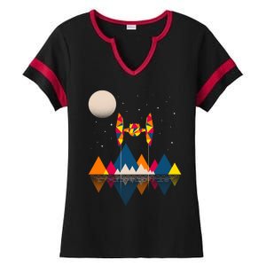 Cool Geometric SciFi Wilderness Ladies Halftime Notch Neck Tee