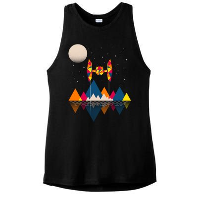 Cool Geometric SciFi Wilderness Ladies PosiCharge Tri-Blend Wicking Tank