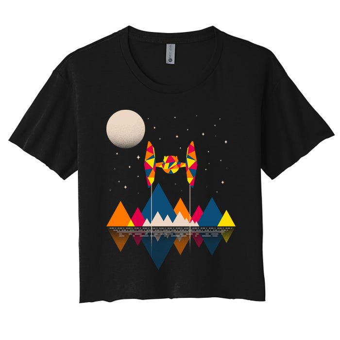 Cool Geometric SciFi Wilderness Women's Crop Top Tee