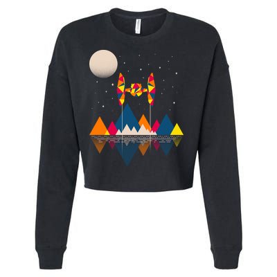 Cool Geometric SciFi Wilderness Cropped Pullover Crew