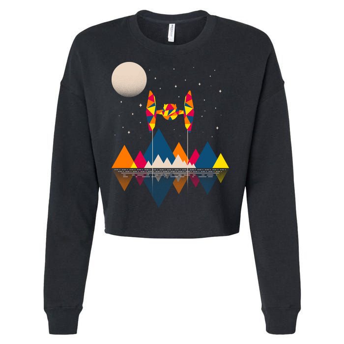 Cool Geometric SciFi Wilderness Cropped Pullover Crew