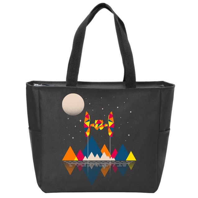 Cool Geometric SciFi Wilderness Zip Tote Bag