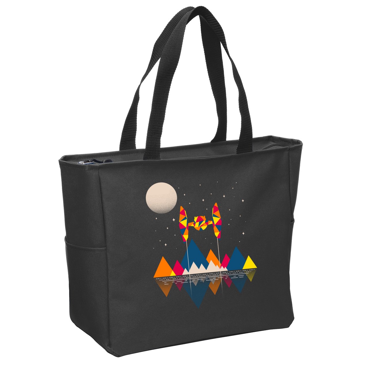 Cool Geometric SciFi Wilderness Zip Tote Bag