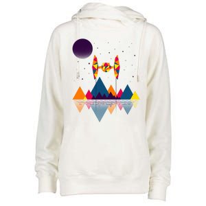 Cool Geometric SciFi Wilderness Womens Funnel Neck Pullover Hood