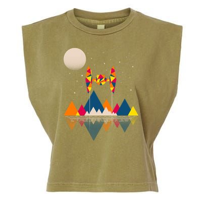 Cool Geometric SciFi Wilderness Garment-Dyed Women's Muscle Tee