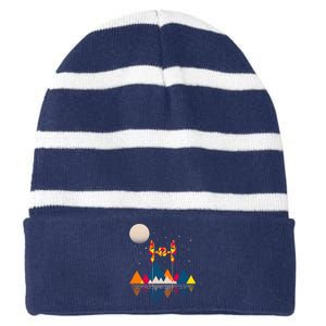 Cool Geometric SciFi Wilderness Striped Beanie with Solid Band