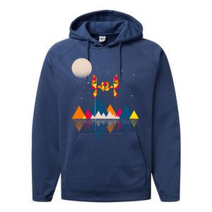 Cool Geometric SciFi Wilderness Performance Fleece Hoodie